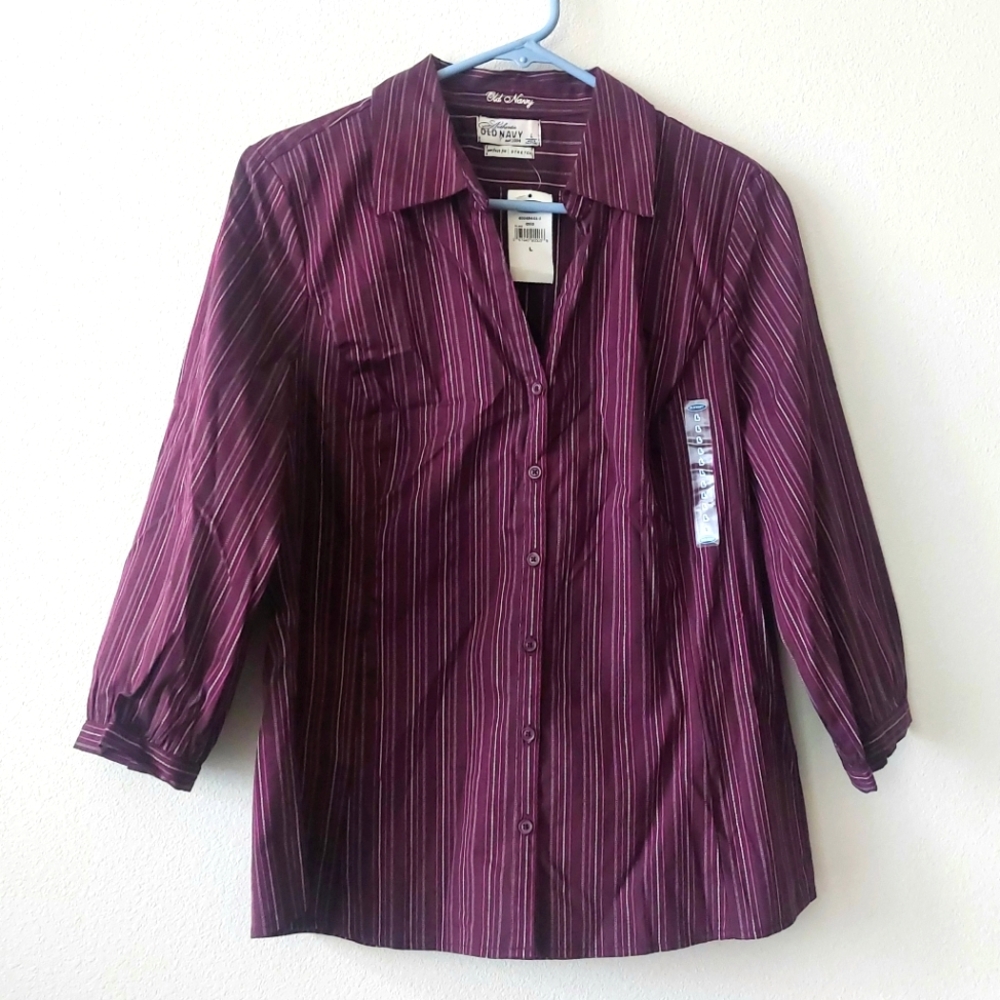 🌷3/$20🌷NWT Old Navy Perfect Fit Stretch Button-Down 3/4 Sleeve Blouse